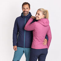 HESTIE reversible women's jacket with merino blackened blue/red violet