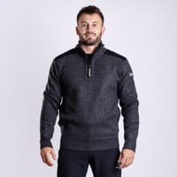 LOFOTEN Herrenpullover mit kurzem Reißverschluss schwarz melange