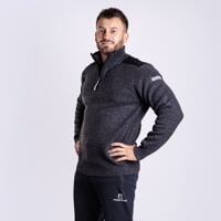 LOFOTEN Herrenpullover mit kurzem Reißverschluss schwarz melange