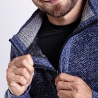 LOFOTEN Herrenpullover mit kurzem Reißverschluss navy melange