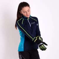 TISPA ZIP dámská funkční sportovní mikina tm.modrá/tyrkysová