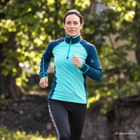 TISPA ladies short zip jacket petrol/mint